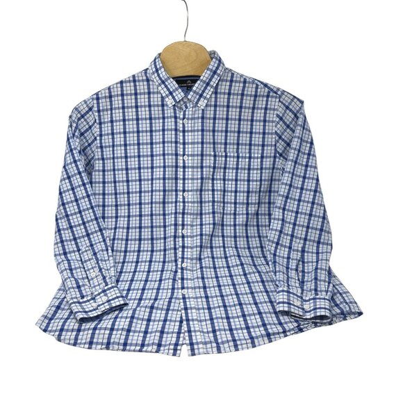 Mens Classic Collection Blue White‎ Plaid Long-Sleeve Shirt - Size XL - Picture 3 of 6